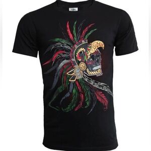 Karani-art Skull Black T Shirt Chiapas Mexico Men's Size M